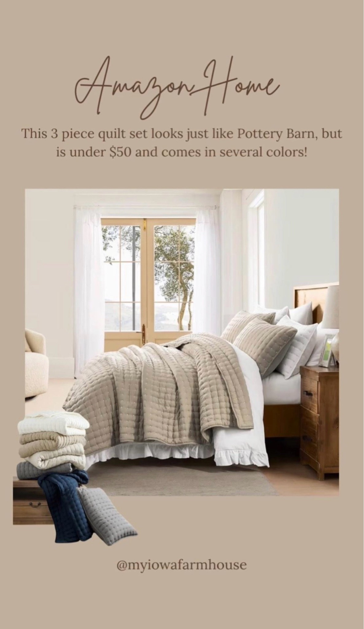 This 3 piece quilt set is so rich looking. It looks just as nice as the Pottery Barn version, except it is under $50 for the king size! ￼

#LTKHome