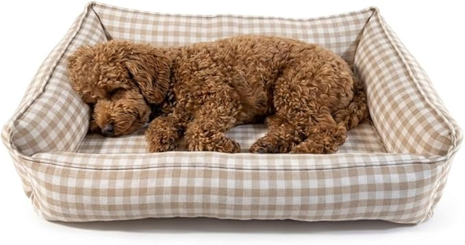 Gingham Dog Bed for Small Dogs, Washable Removable Cover Pet Bed with Supportive Sponge Base & Bo... | Amazon (US)