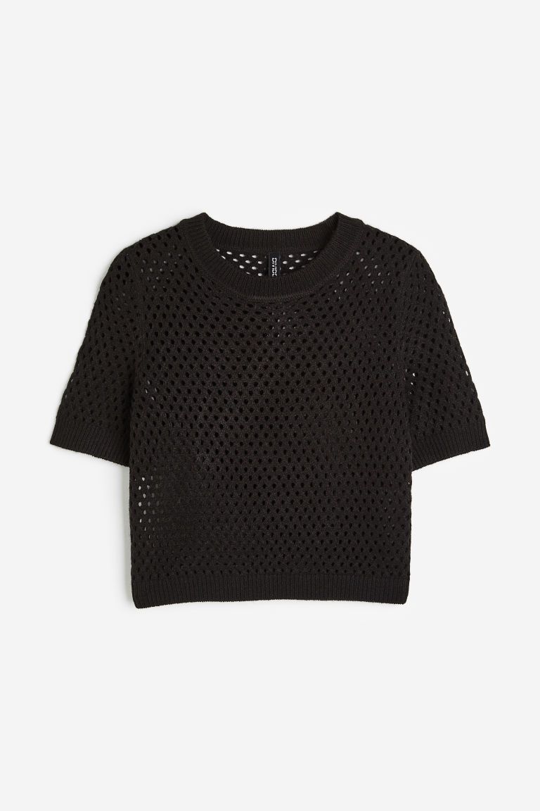 H & M - Hole-knit Top - Black curated on LTK