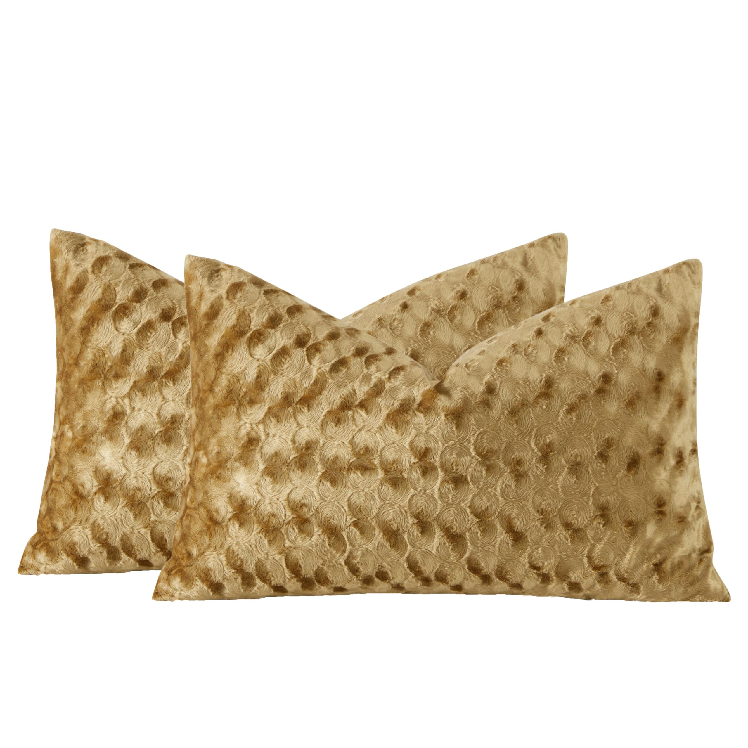 GIGIZAZA Gold Pillow Covers Set of 2, Lumbar 12x20 Velvet Polka Dot Sofa Accent Throw Pillows Cov... | Amazon (US)