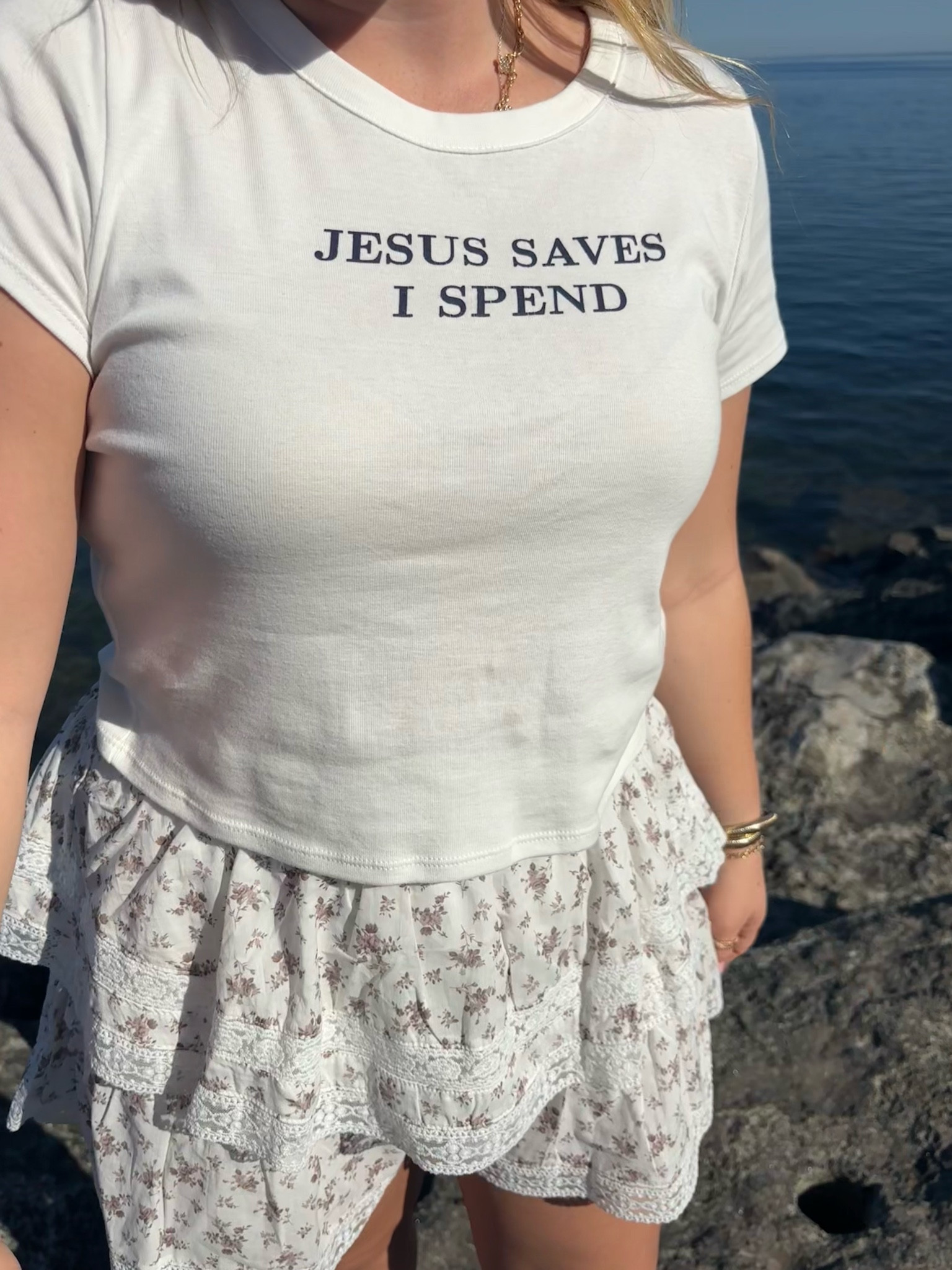 Jesus saves I spend baby doll tee. Got so many compliments on this one! 

#LTKfindsunder50 #LTKsalealert #LTKSeasonal