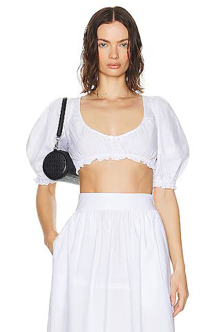 Poplin Cropped Peasant Top | FWRD 