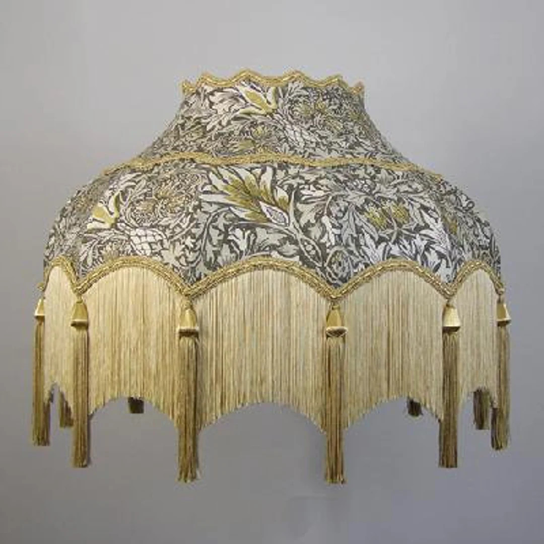 Vintage Victorian Lampshade in William Morris Snakeshead Design With Fringe and Silky Tassels 16 ... | Etsy (US)