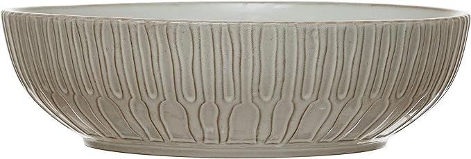 Creative Co-Op Debossed Stoneware, White Bowl | Amazon (US)
