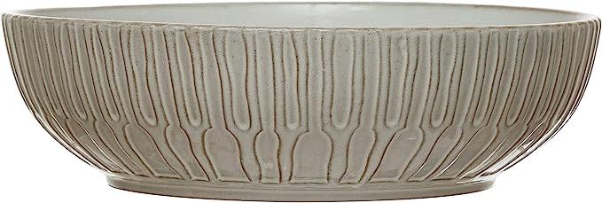 Creative Co-Op Debossed Stoneware, White Bowl | Amazon (US)