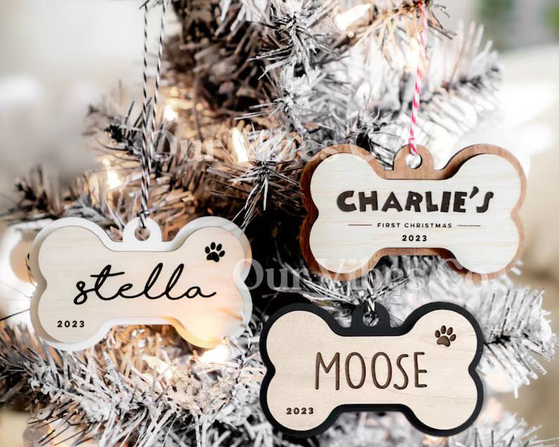Dog Bone Ornament , Personalized, Christmas Ornament, Bone Ornament, Ornament, Laser Cut, Wood, H... | Etsy (US)