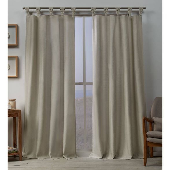 Set of 2 Loha Linen Braided Tab Top Window Curtain Panel - Exclusive Home | Target