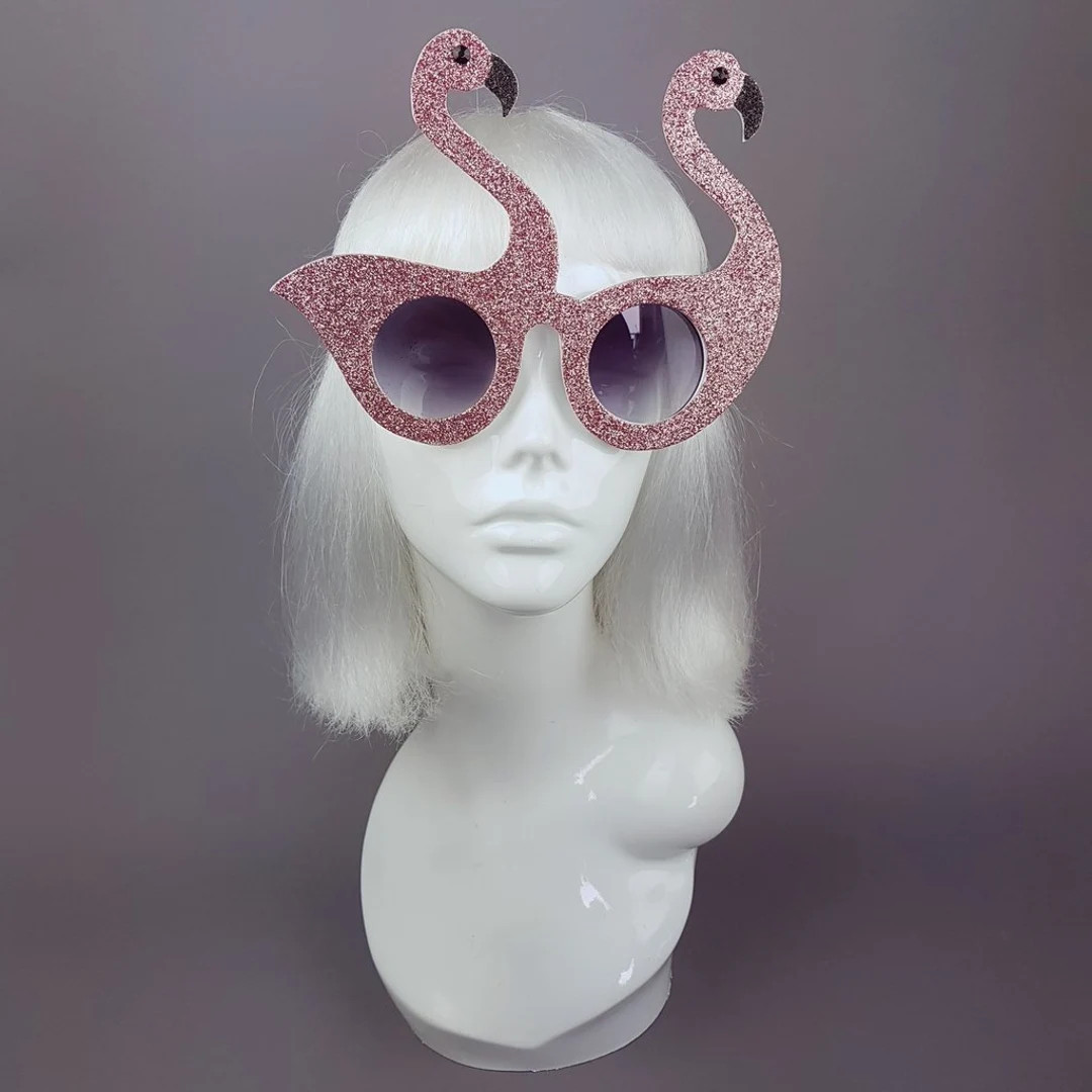 Flamingo Sunglasses, Pink Glitter, Burning Man, Festival Eyewear, Hen Party, Drag Queen, Quirky S... | Etsy (US)