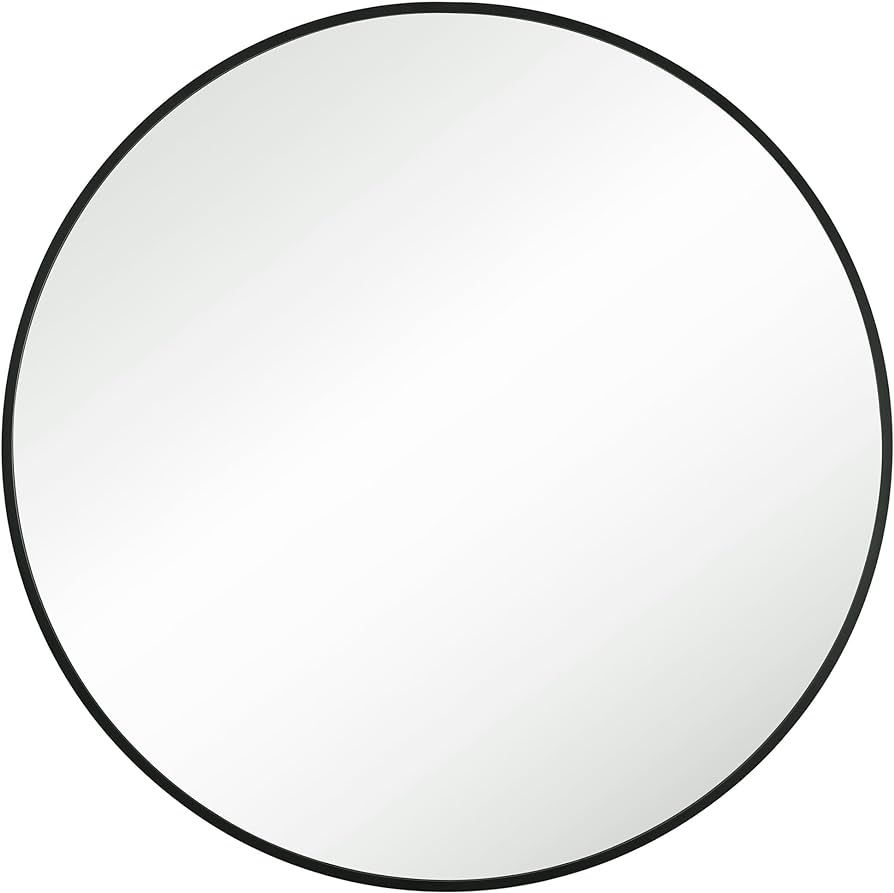 SONGMICS Round Mirror, Bathroom Mirror for Wall, 30 Inches, Metal Frame, Easy to Install, for Bat... | Amazon (US)