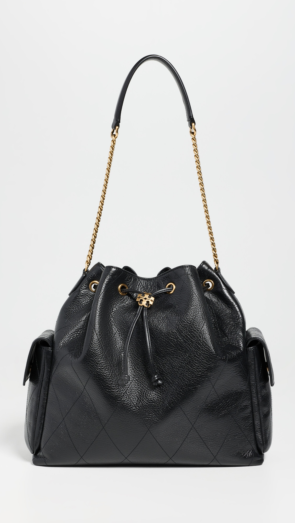 Tory Burch Kira Diamond Quilt Large Drawstring Shoulder Bag Black One Size | Shopbop