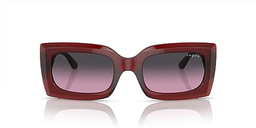 Vogue Eyewear Women's VO5526S Rectangular Sunglasses, Opal Red/Violet Gradient Grey, 52 mm | Amazon (US)