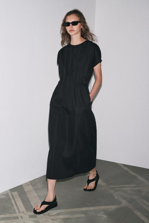 ZW COLLECTION PLEATED MIDI DRESS | Zara UK