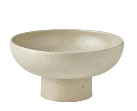 Modern Ceramic Pedestal Bowl, Large Decorative Serving Bowl/Fruit Bowl, Dining Table/Holiday Centerpiece, Kitchen Counter, Entryway Bowl, Light Beige, 10 Inch Diameter, 6 Inch Height, 68oz Capacity | Amazon (US)