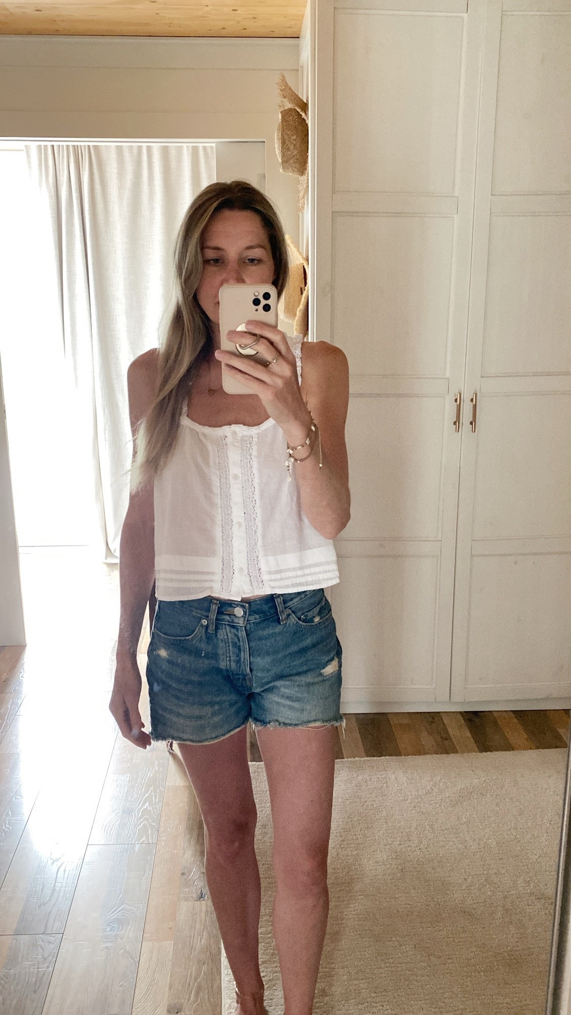 Recent summer outfit 
#summer
#whitetop
#jeanshorts 
#women

#LTKsummer #LTKfestival #LTKstyletip