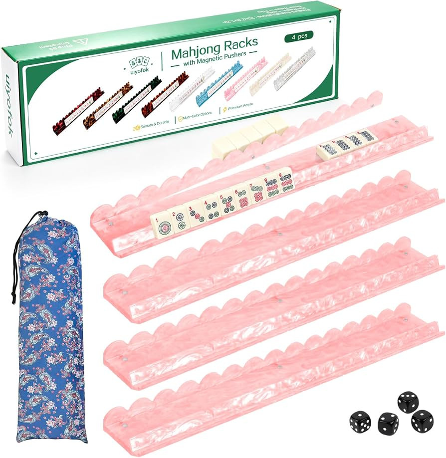 Mahjong Racks with Magnetic Pushers, Set of 4, 20 Inch Shell Pink Premium Thickened Acrylic Scall... | Amazon (US)