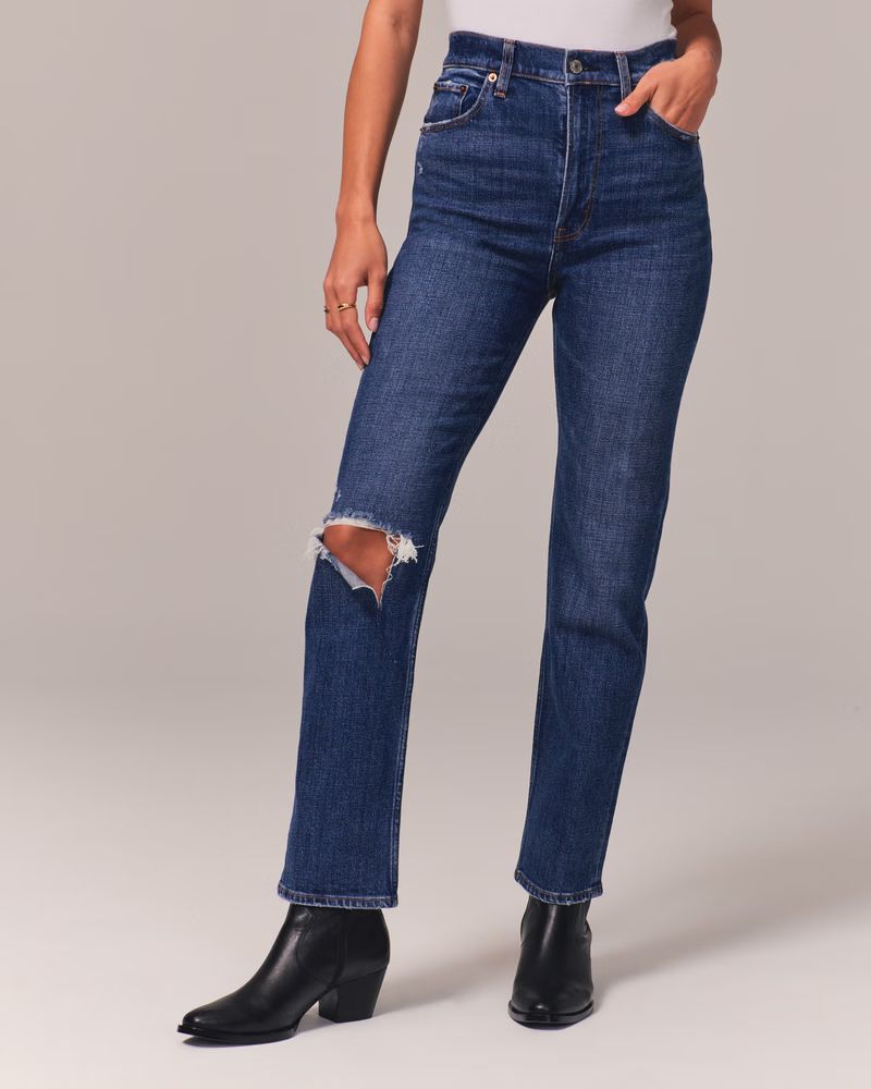 Women's Ultra High Rise Ankle Straight Jean | Women's Clearance | Abercrombie.com | Abercrombie & Fitch (US)