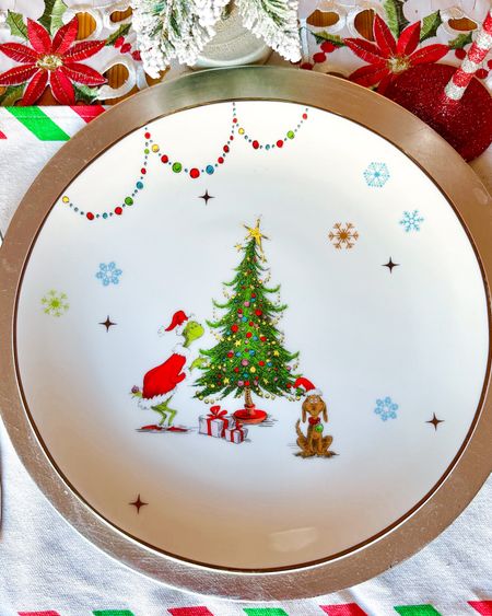 Aren’t these the cutest plates ever?! I found them at Macy’s and they were the last set there, so I went home and ordered the rest of the set online. I figure if they don’t get here by Christmas, I can at least use them next year! #grinch 

#LTKhome #LTKHoliday #LTKSeasonal
