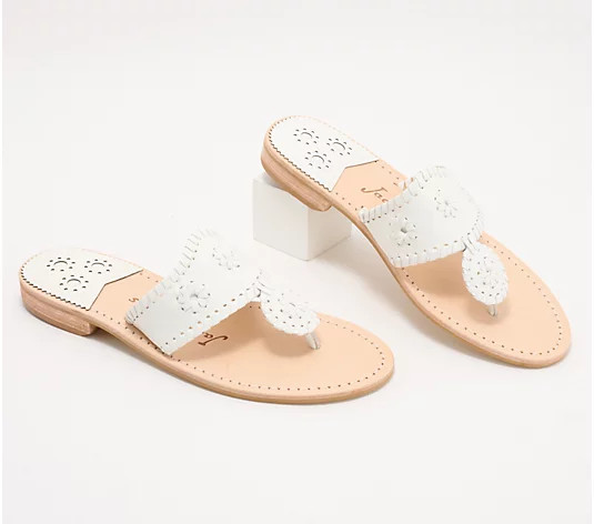 Jack Rogers Classic Leather Flat Thong Sandals | QVC