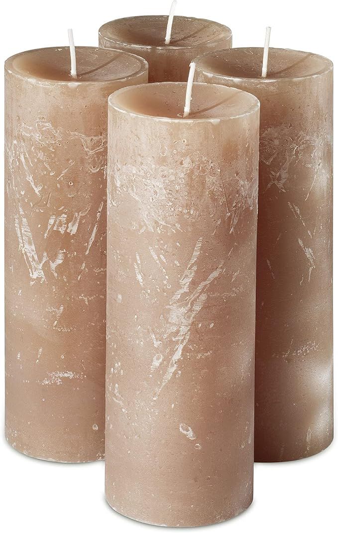 Amazon.com: SPAAS Rustic Beige Pillar Candles - 2.7" X 7.5" Decorative Candles Set of 4 - Clean B... | Amazon (US)
