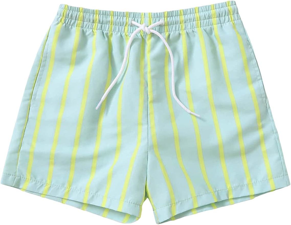 Cozyease Boys' Striped Swimsuit Bottom Drawstring Front Tie Waist Beach Shorts Without Top | Amazon (US)
