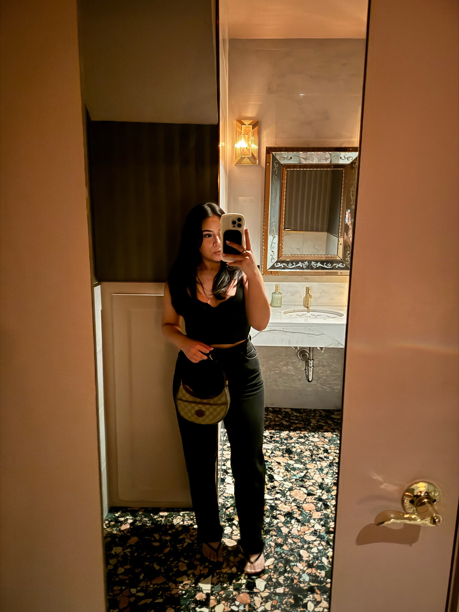 Dinner outfit idea 
Lace corset tank: small 
Black straight leg jeans: 28 
Black strappy kitten heels: 6.5 
Gucci half moon bag 

#LTKFindsUnder100 #LTKStyleTip #LTKSeasonal