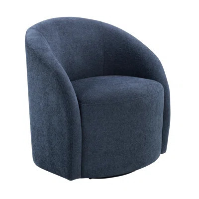 Modern Blue Boucle Swivel Desk Chair, Solid Wood For Stability Contemporary Seat, & Metal | Wayfair North America