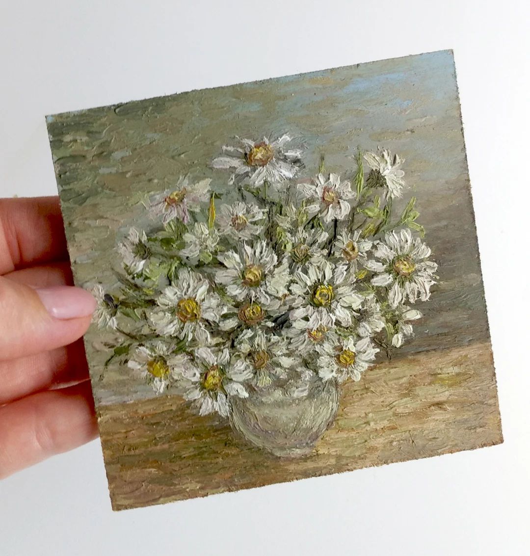 Daisy Oil Painting,wild Flower Artwork,small Painting,farmhouse Art,floral Oil Painting - Etsy | Etsy (US)