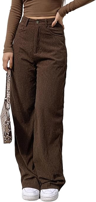 EMMIOL Corduroy Wide Leg Pants Women Casual Winter 2025 Elastic Waist Vintage Loose Trousers with... | Amazon (US)