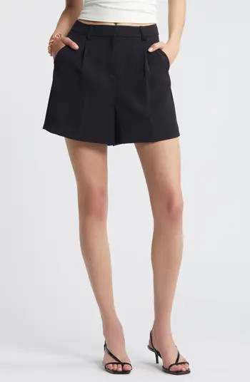 Open Edit Pleated High Waist Trouser Shorts | Nordstrom | Nordstrom