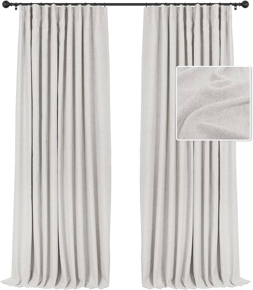 INOVADAY 100% Blackout Curtains 120 Inches Long, Extra Long Curtains 120 Inch Length Linen Textur... | Amazon (US)