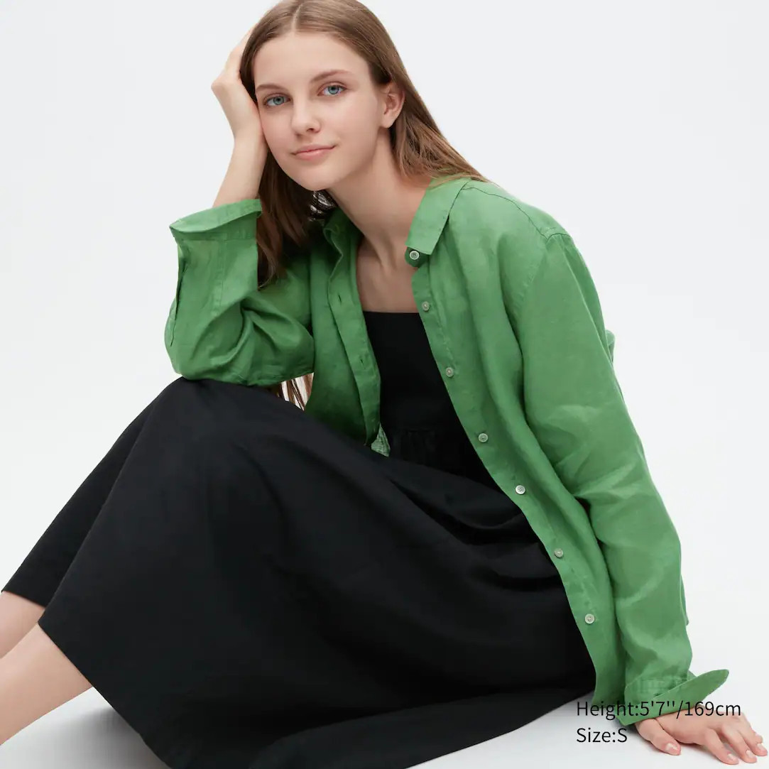 100 % PREMIUM LEINEN LANGARM BLUSE | UNIQLO (DE)