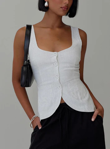 Spirito Vest Top White Thin Stripe | Princess Polly US