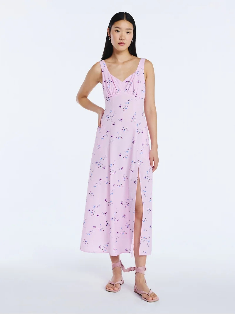 Scoop Women’s Side Slit Maxi Dress, Sizes XS-XXL | Walmart (US)