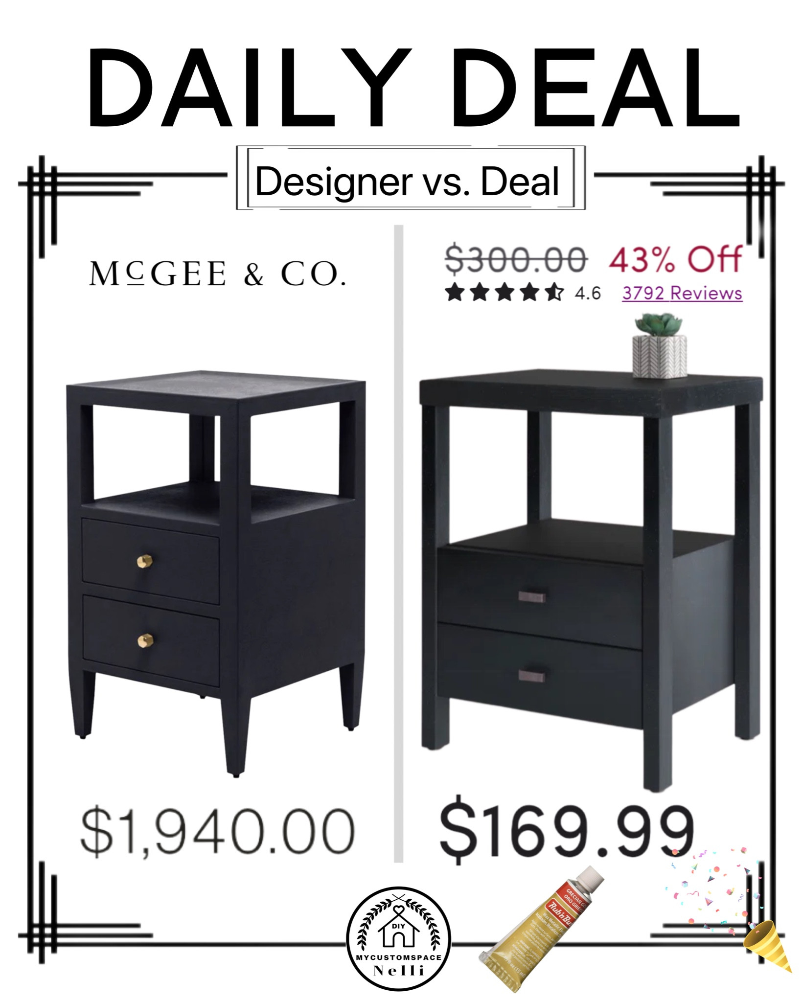 Designer Nightstand vs. Dupe. Get the same Look for Less 👍🏻 You can even change the color of the handle to gold with Rub ‘N  Buff.

Nightstand, Designer Dupe, Sale, Look for Less, Furniture, Home decor 

#LTKhome #LTKsalealert #LTKSeasonal