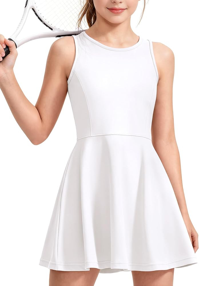 JOCMIC Vestido de tenis para ni\u00f1as con pantalones cortos, traje atl\u00e9tico de golf, vesti... | Amazon (US)