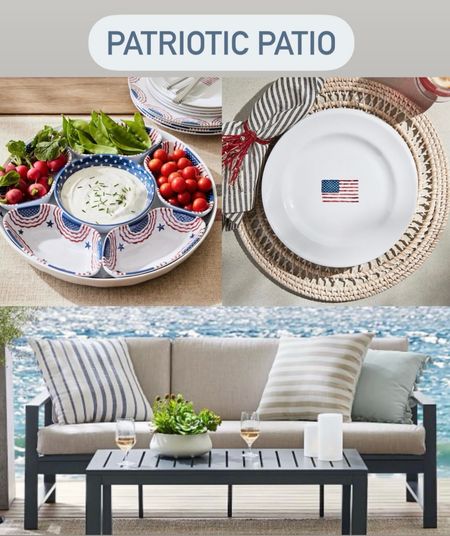 Patriotic patio decor, Fourth of July table top decor, outdoor furniture, flag plates, fourth of July party 

#LTKFamily #LTKHome #LTKSeasonal