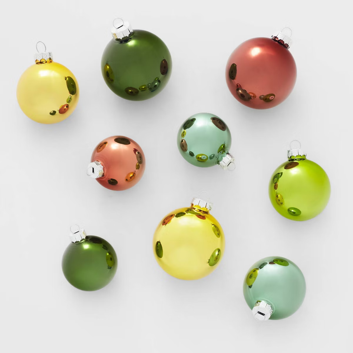 42ct Round Glass Christmas Tree Ornament Set Yellow/Brown/Green - Wondershop™ | Target