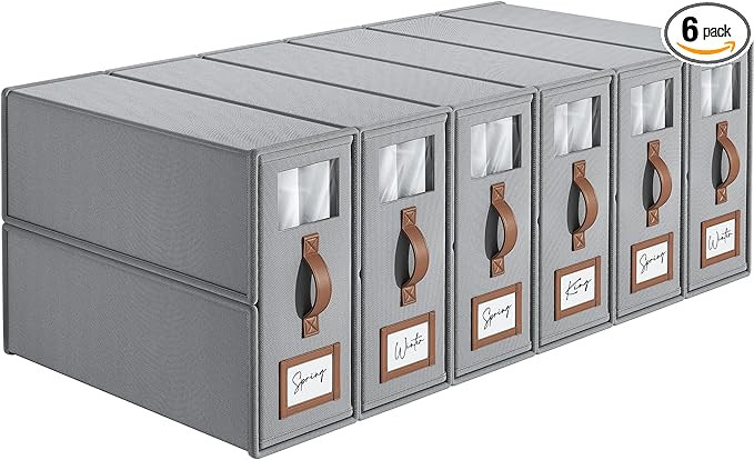 6 Pack Bed Sheets Organizers And Storage (King Size),Foldable Sheet Organizer With Handle For Lin... | Amazon (US)