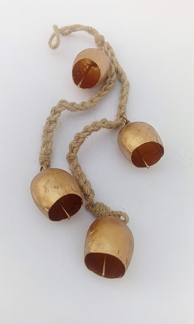 Iron Wrought Bell Chime Handmade Brass Finish Wall Hanging Rope 4 Bell | Amazon (US)