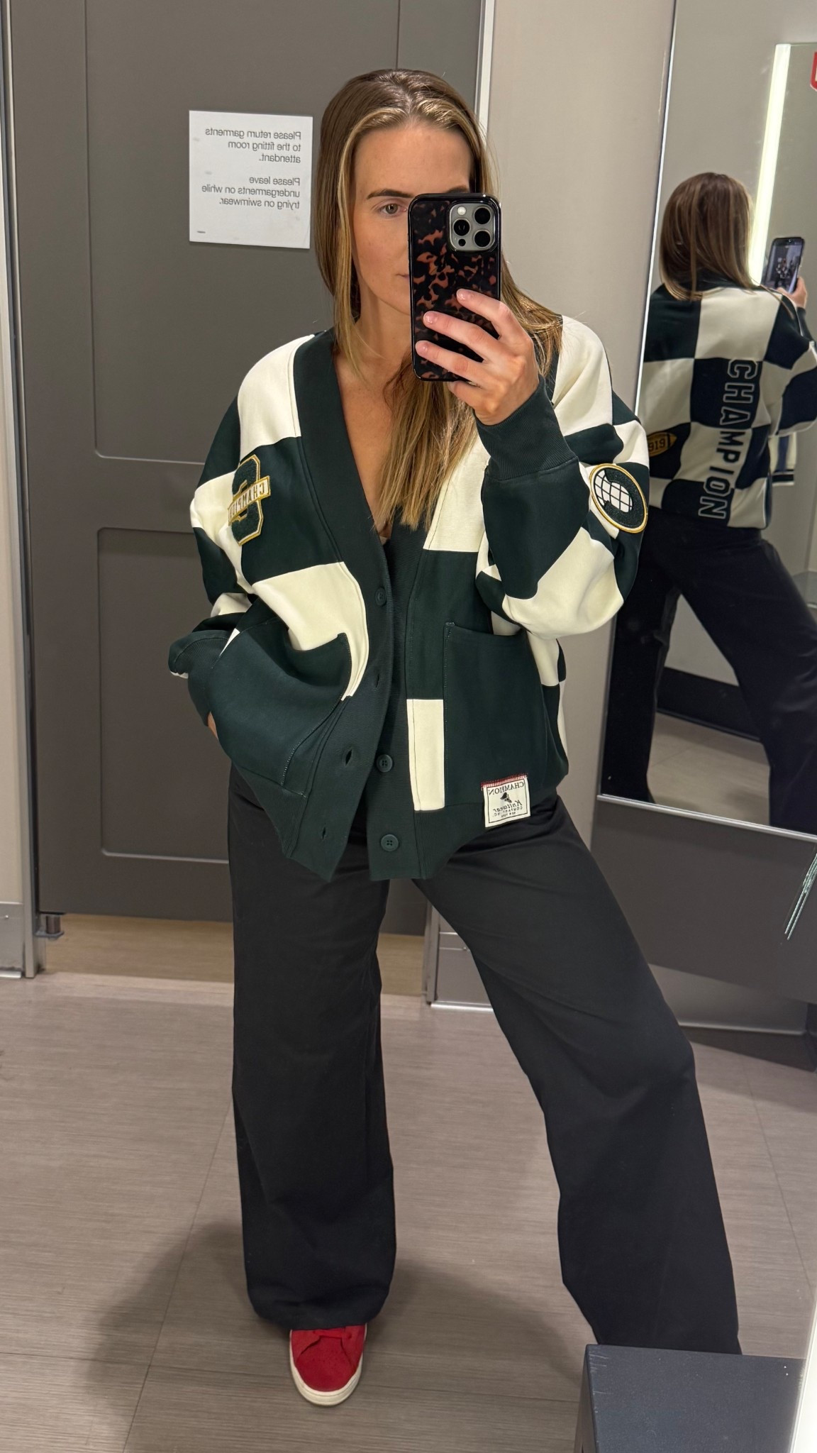 Target champion sweater is fire 
So cute and retro preppy look great if you’re trying to be cool and cute 

I’m wearing a medium in the top it is men’s sizing so size down or expect oversized and in the pants they are gray not jean material. They’re like a canvas material super comfy. They sit on the waist perfectly. They don’t dig in. I love how relaxed they are and they have an unfinished camera at the top. I’m wearing a size small and they fit me perfectly. I’m usually a 27 jeans Size and a four or a six depending upon the style of pants.

#LTKStyleTip #LTKSeasonal #LTKFindsUnder50