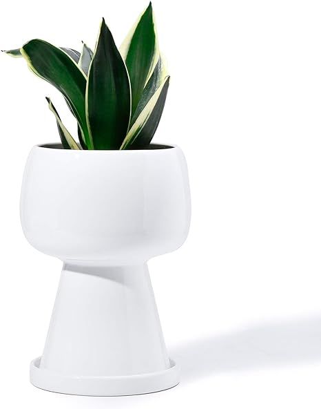 POTEY 054601 Planter Flowerpot Indoor - 4.9 Inch Glazed Ceramic Modern Unique Planter Bonsai Cont... | Amazon (US)