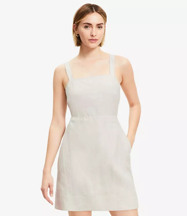 Linen Cutout Back Mini Pocket Dress | LOFT