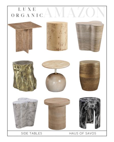 Organic Modern Side Tables

Living room accent table, end table, round side table, teak, square end table, wood side table, textured table, amazon home, black wood side table, marble side table, concrete side table,
Gold, travertine 

#LTKhome #LTKstyletip