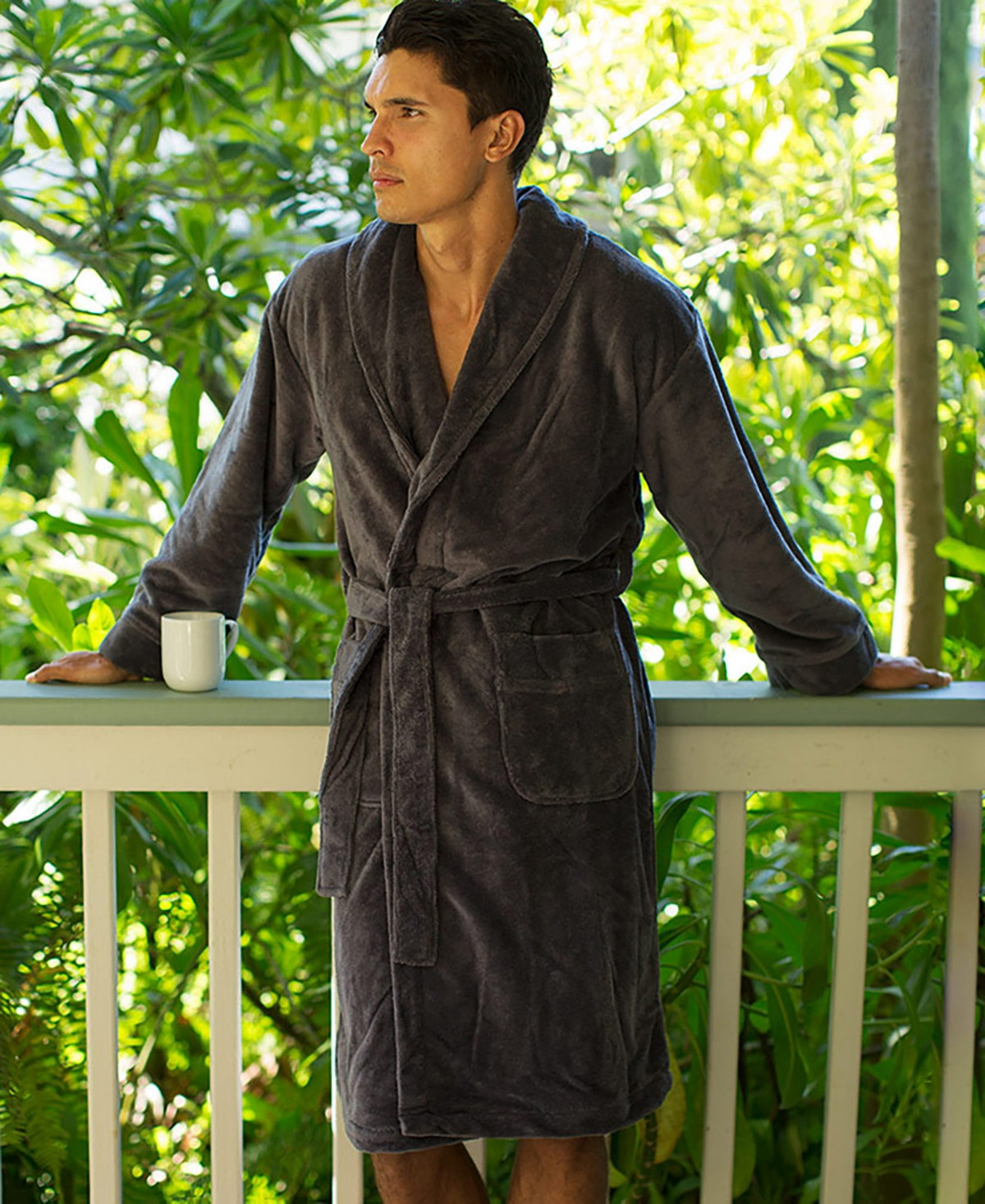 Cariloha Unisex Bath Robe Ultra Plush - Graphite | Macy's