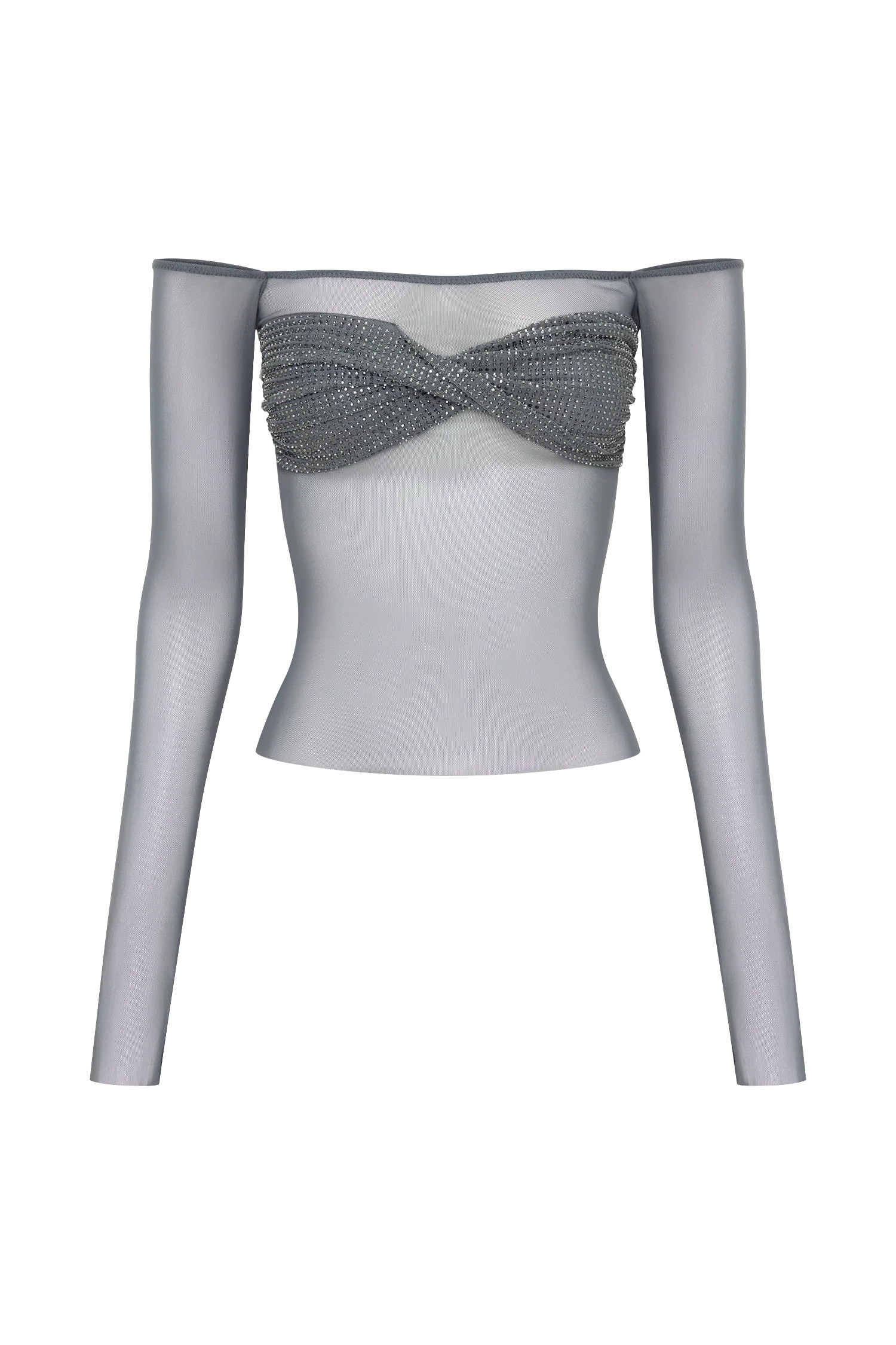 Garcelle Diamante Off Shoulder Top - Gunmetal | Meshki (APAC)