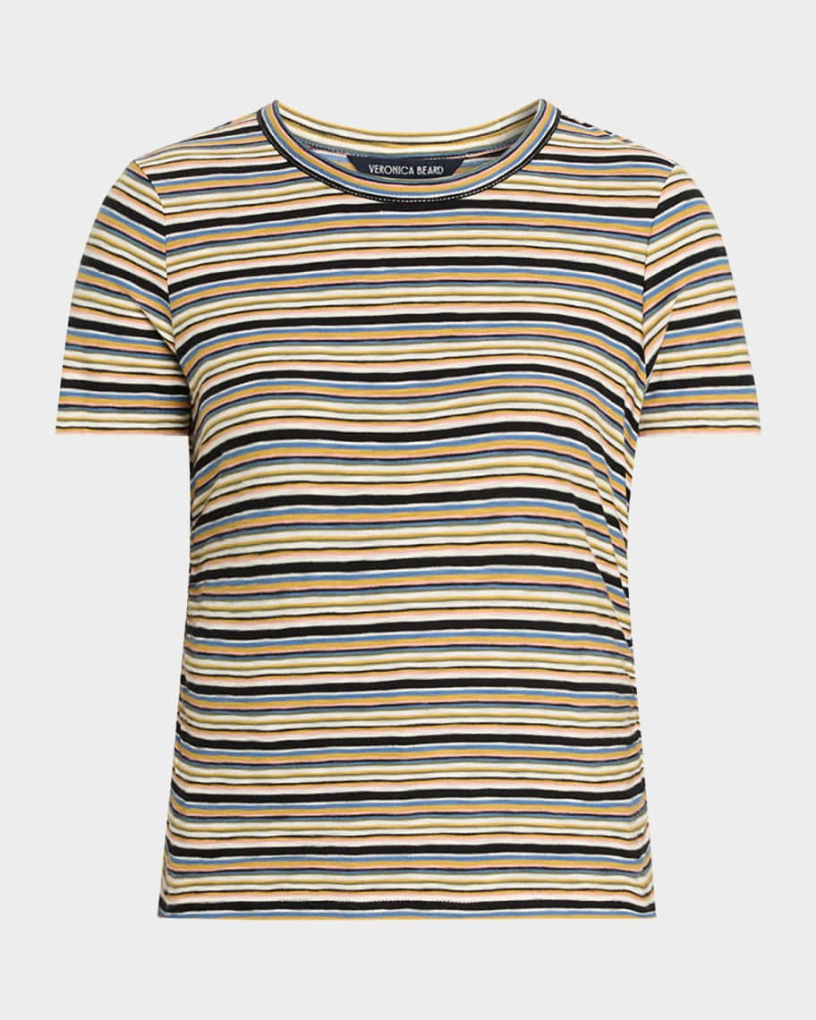 Veronica Beard Remus Striped Crewneck Tee | Neiman Marcus
