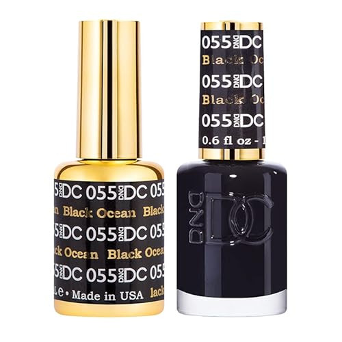 DND DC Gel Polish Set, Black Collection, UV/LED Gel Polish and Air Dry Nail Lacquer, Matching Chip-Free Polish Duo, 055 Black Ocean, 0.5 Fl Oz | Amazon (US)