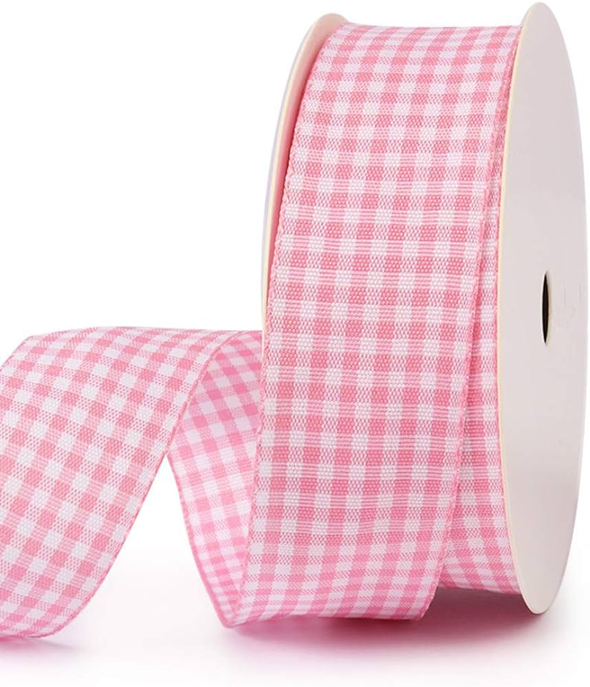 VIVIQUEN Gingham Ribbon Checkered Ribbon 1-Inch Wide Taffeta Plaid Ribbon 25 Yard Long 100% Polye... | Amazon (US)