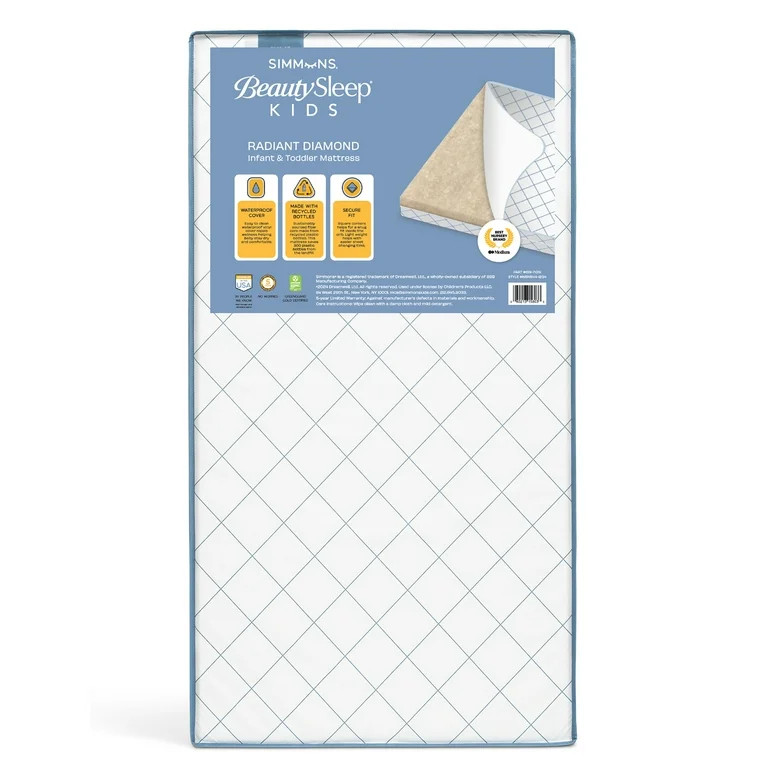 Simmons BeautySleep Kids Radiant Diamond Crib and Toddler Mattress, Waterproof, Extra Firm, GREEN... | Walmart (US)