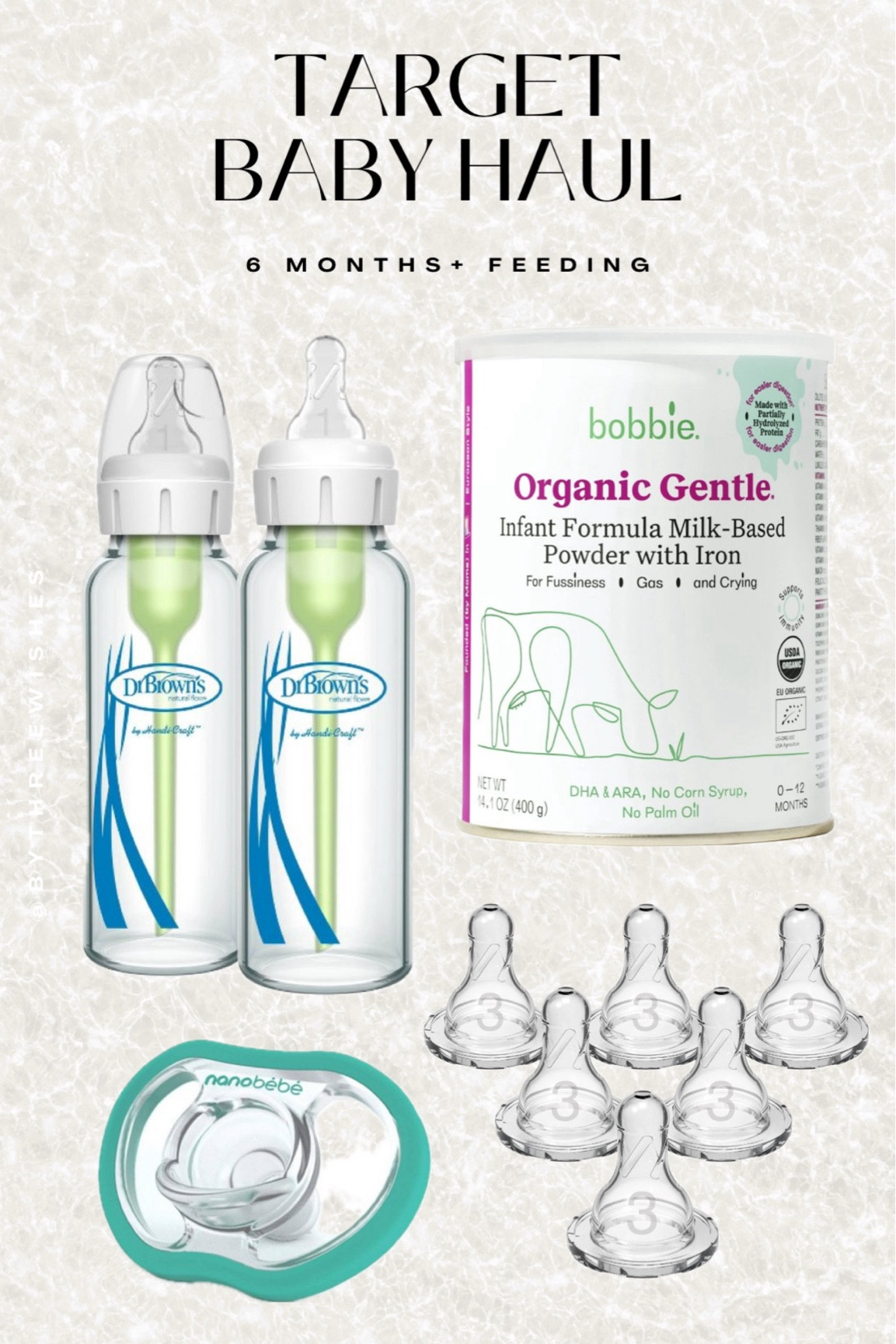 Items we’ve been loving for the baby now that she’s 6 months old: glass bottles, organic formula, pacifiers and bottle nipples appropriate for 6 months+

All from Target!

#LTKFamily #LTKBaby #LTKKids
